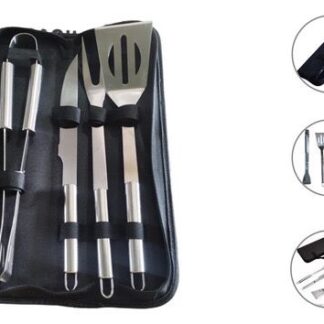 SET ASADO X4PCS ACERO ESTUCHE NEGRO